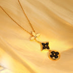 ¡®Star¡¯STAR AND SUN ONYX PINK GOLD NECKLACE