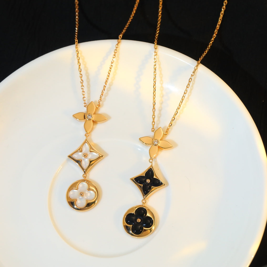 ¡®Star¡¯STAR AND SUN ONYX PINK GOLD NECKLACE