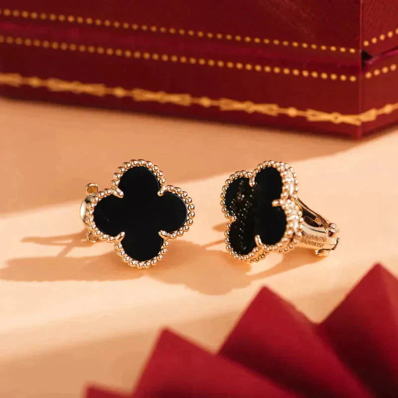 ¡®Star¡¯CLOVER MEDIUM 1 MOTIFS  ONYX STUD EARRINGS