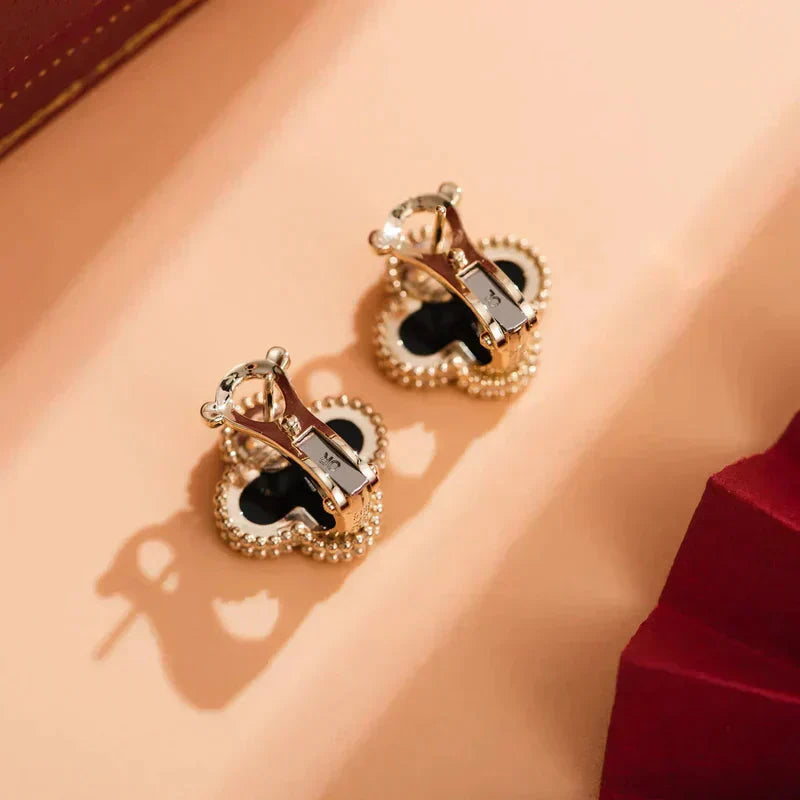 ¡®Star¡¯CLOVER MEDIUM 1 MOTIFS  ONYX STUD EARRINGS