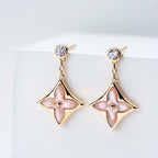 ¡®Star¡¯DOUBLE STAR PINK GOLD MOP DROP EARRINGS