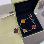 ¡®Star¡¯CLOVER 5 MOTIFS SIVLER CARNELIAN TIGER EYE BRACELET