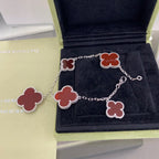 ¡®Star¡¯CLOVER 5 MOTIFS SIVLER CARNELIAN BRACELET