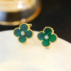 ¡®Star¡¯CLOVER MEDIUM 1 MOTIFS MALACHITE DIAMOND EARRINGS