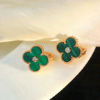 ¡®Star¡¯CLOVER MEDIUM 1 MOTIFS MALACHITE DIAMOND EARRINGS