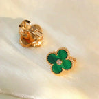 ¡®Star¡¯CLOVER MEDIUM 1 MOTIFS MALACHITE DIAMOND EARRINGS
