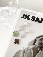 ¡®Star¡¯CLOVER 3 MOTIFS CHALCEDONY DARK MOP SILVER EARRINGS
