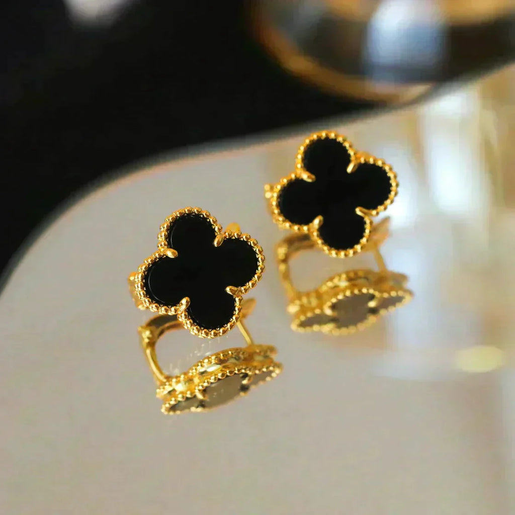¡®Star¡¯CLOVER MEDIUM 1 MOTIFS  ONYX STUD EARRINGS