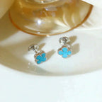 ¡®Star¡¯CLOVER MINI 9.5MM ONYX STUD EARRINGS SILVER
