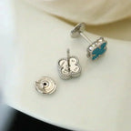 ¡®Star¡¯CLOVER MINI 9.5MM ONYX STUD EARRINGS SILVER
