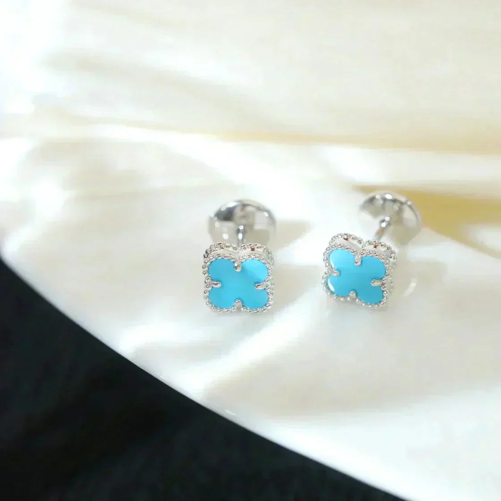 ¡®Star¡¯CLOVER MINI 9.5MM ONYX STUD EARRINGS SILVER