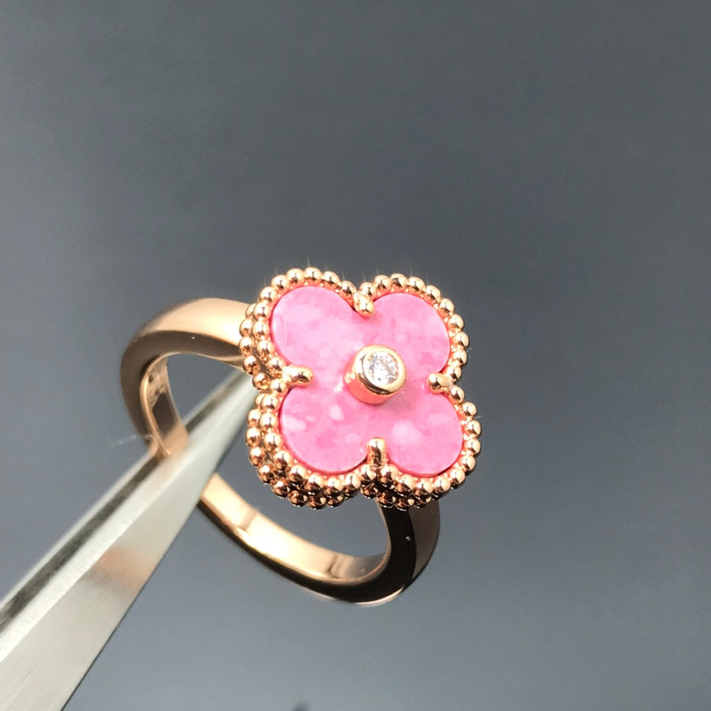 ¡®Star¡¯CLOVER RHODONITE ROSE GOLD RING