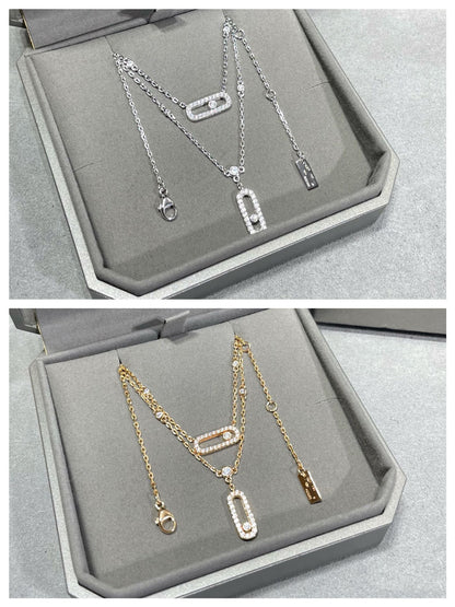 [moco jewelrys ]MOVE 2 ROW DIAMOND NECKLACE