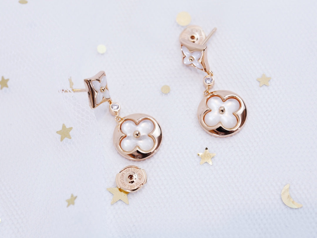 ¡®Star¡¯STAR AND SUN PINK GOLD MOP DROP EARRINGS
