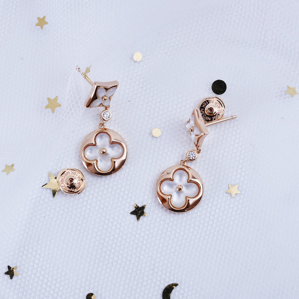 ¡®Star¡¯STAR AND SUN PINK GOLD MOP DROP EARRINGS