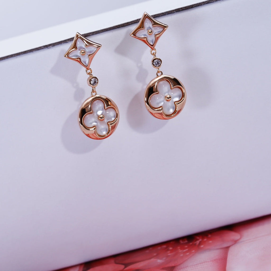 ¡®Star¡¯STAR AND SUN PINK GOLD MOP DROP EARRINGS