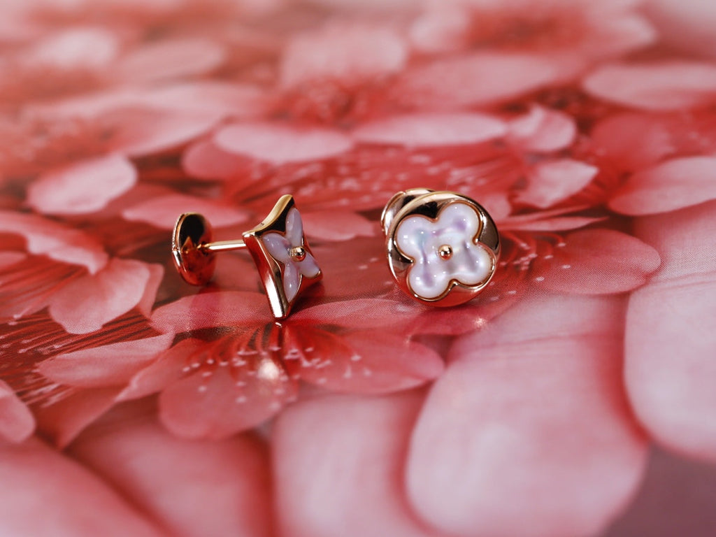 ¡®Star¡¯STAR AND SUN PINK GOLD MOP STUD EARRINGS