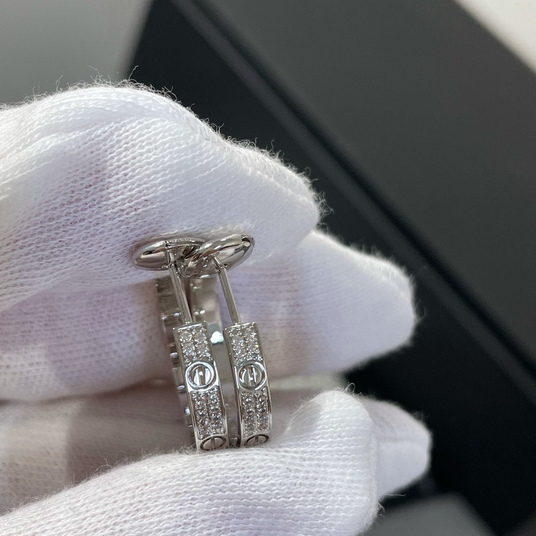 ¡®Star¡¯LOVE DIAMOND SILVER HOOP EARRINGS