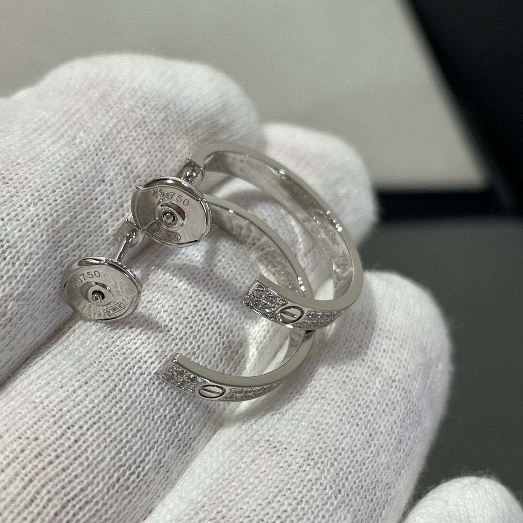 ¡®Star¡¯LOVE DIAMOND SILVER HOOP EARRINGS