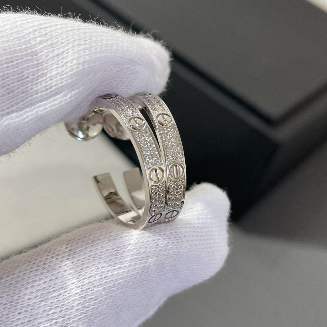 ¡®Star¡¯LOVE DIAMOND SILVER HOOP EARRINGS