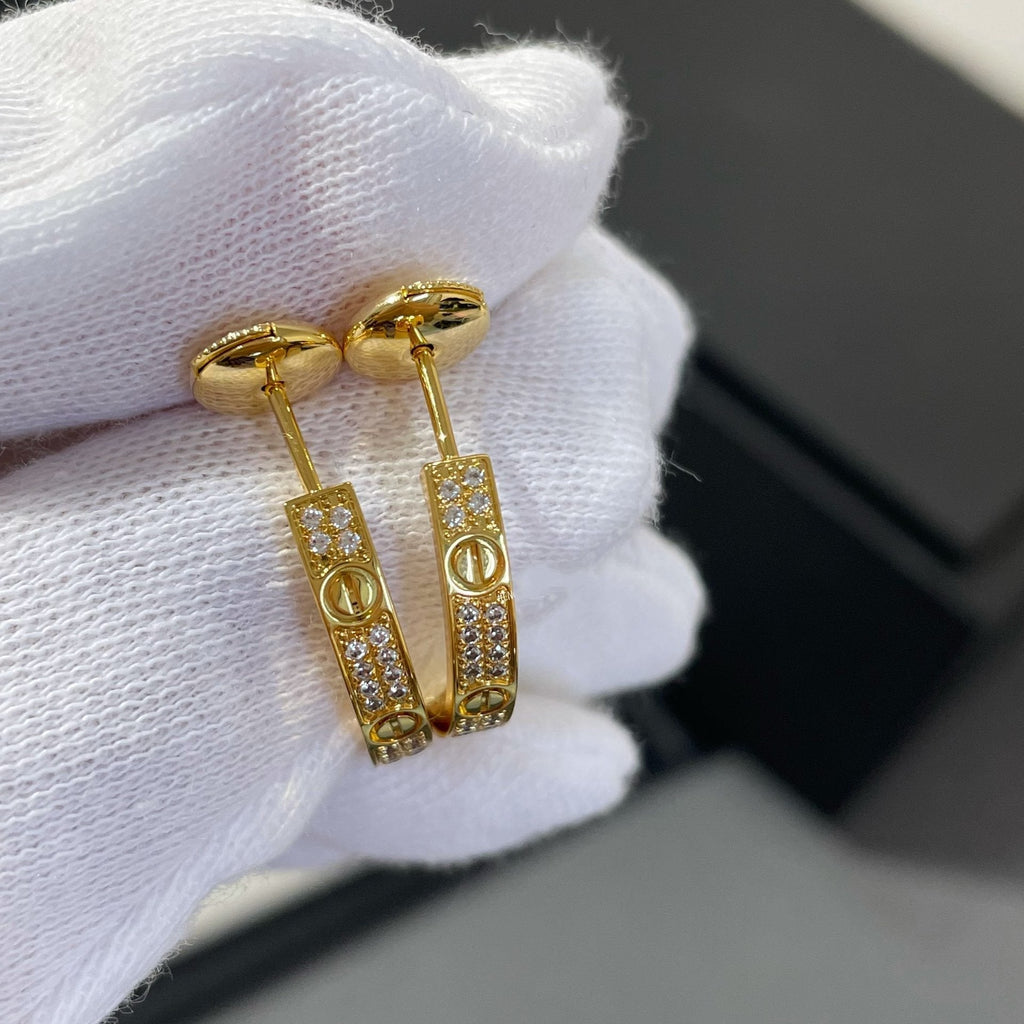 ¡®Star¡¯LOVE DIAMOND GOLD HOOP EARRINGS