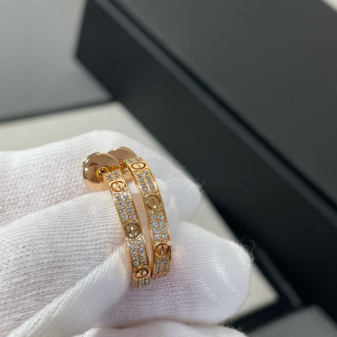 ¡®Star¡¯LOVE DIAMOND PINK GOLD HOOP EARRINGS