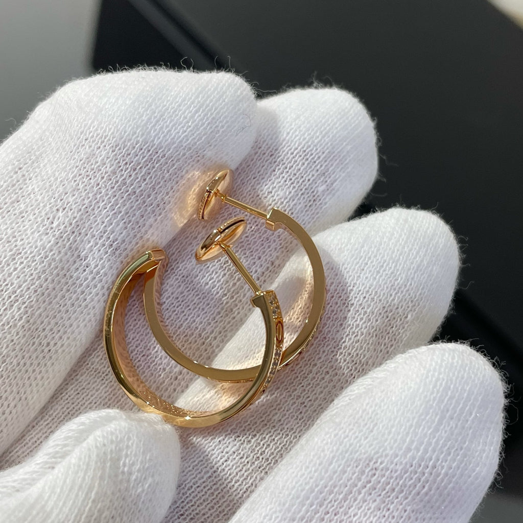 ¡®Star¡¯LOVE DIAMOND PINK GOLD HOOP EARRINGS