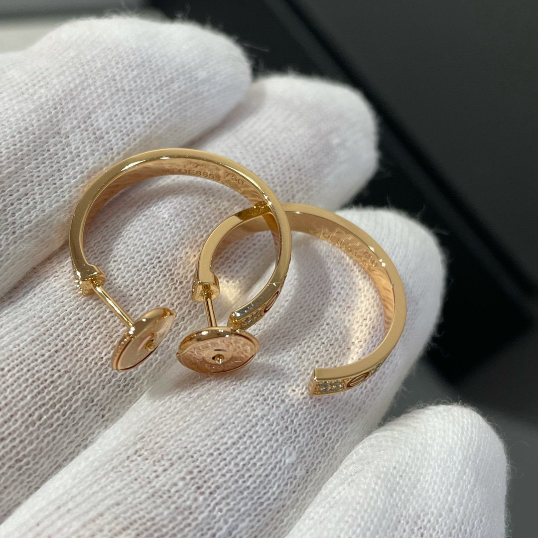 ¡®Star¡¯LOVE DIAMOND PINK GOLD HOOP EARRINGS