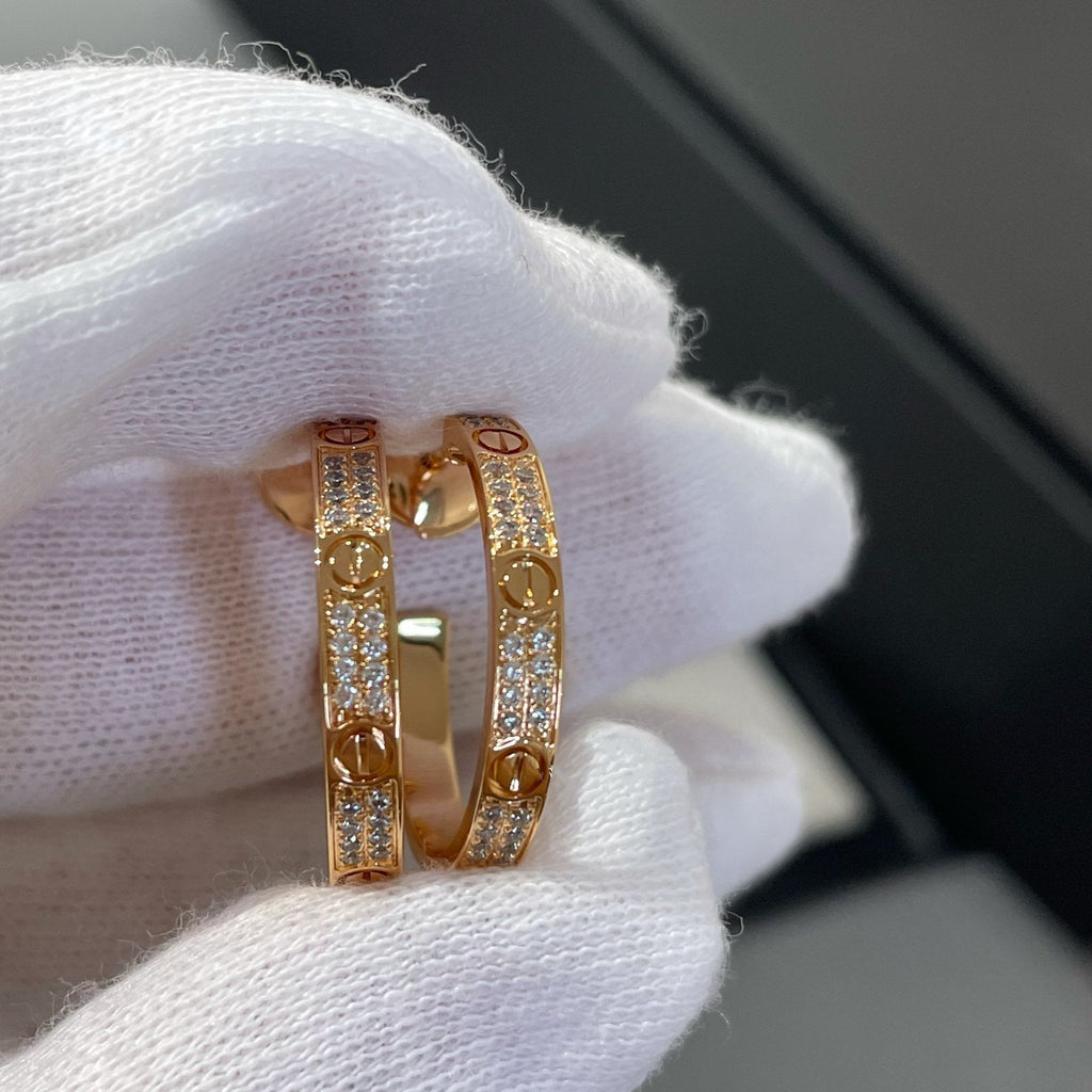¡®Star¡¯LOVE DIAMOND PINK GOLD HOOP EARRINGS