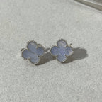 ¡®Star¡¯CLOVER CHALCEDONY SILVER STUD EARRINGS