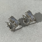 ¡®Star¡¯CLOVER CHALCEDONY SILVER STUD EARRINGS