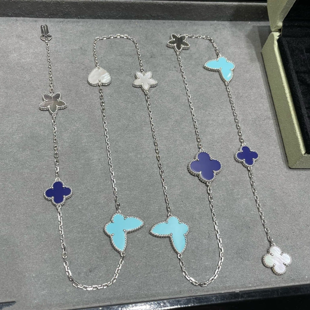 ¡®Star¡¯LUCKY CLOVER SILVER 11 MOTIF NECKLACE