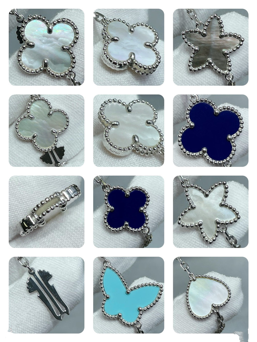 ¡®Star¡¯LUCKY CLOVER SILVER 11 MOTIF NECKLACE