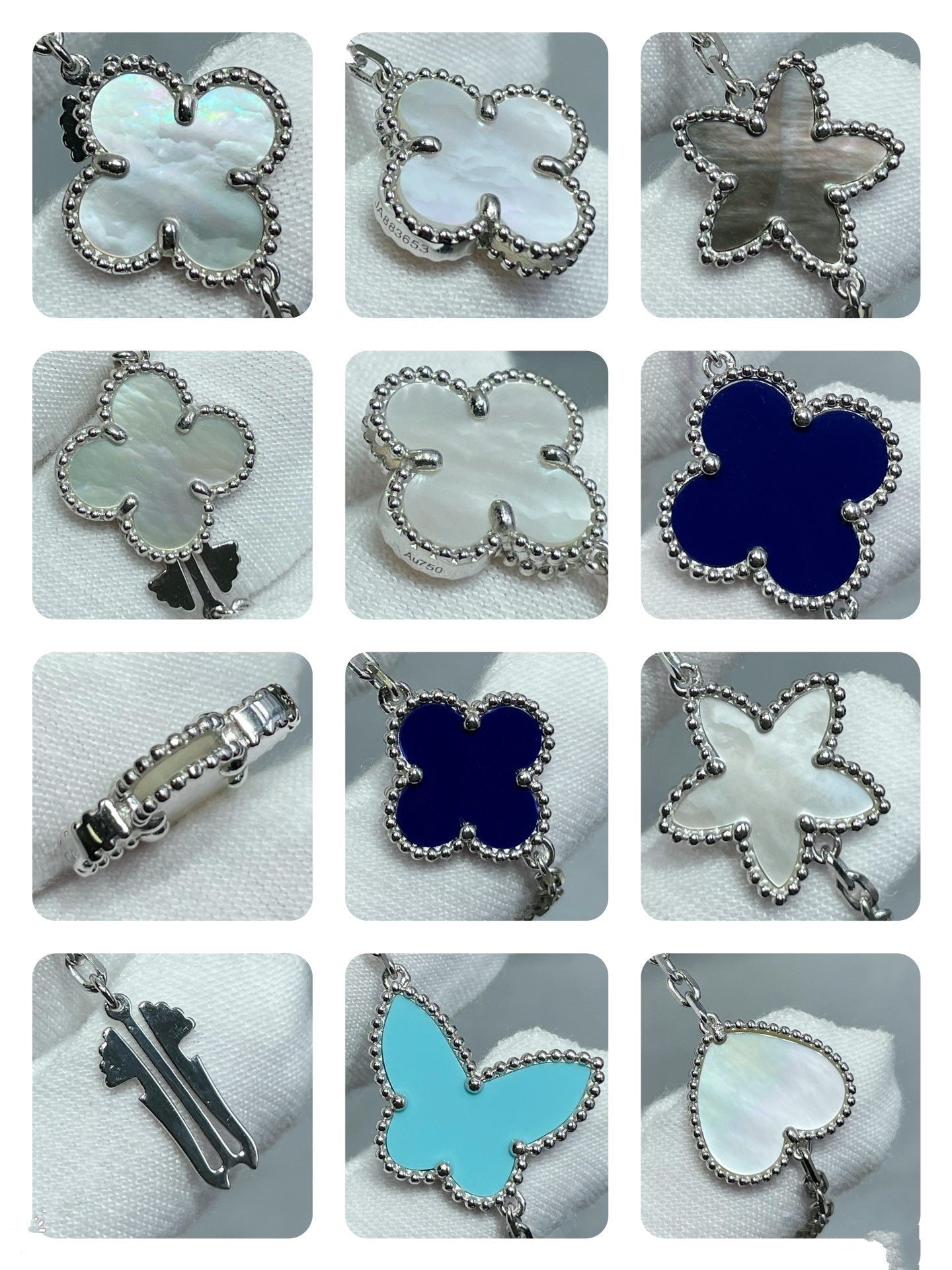¡®Star¡¯LUCKY CLOVER SILVER 11 MOTIF NECKLACE