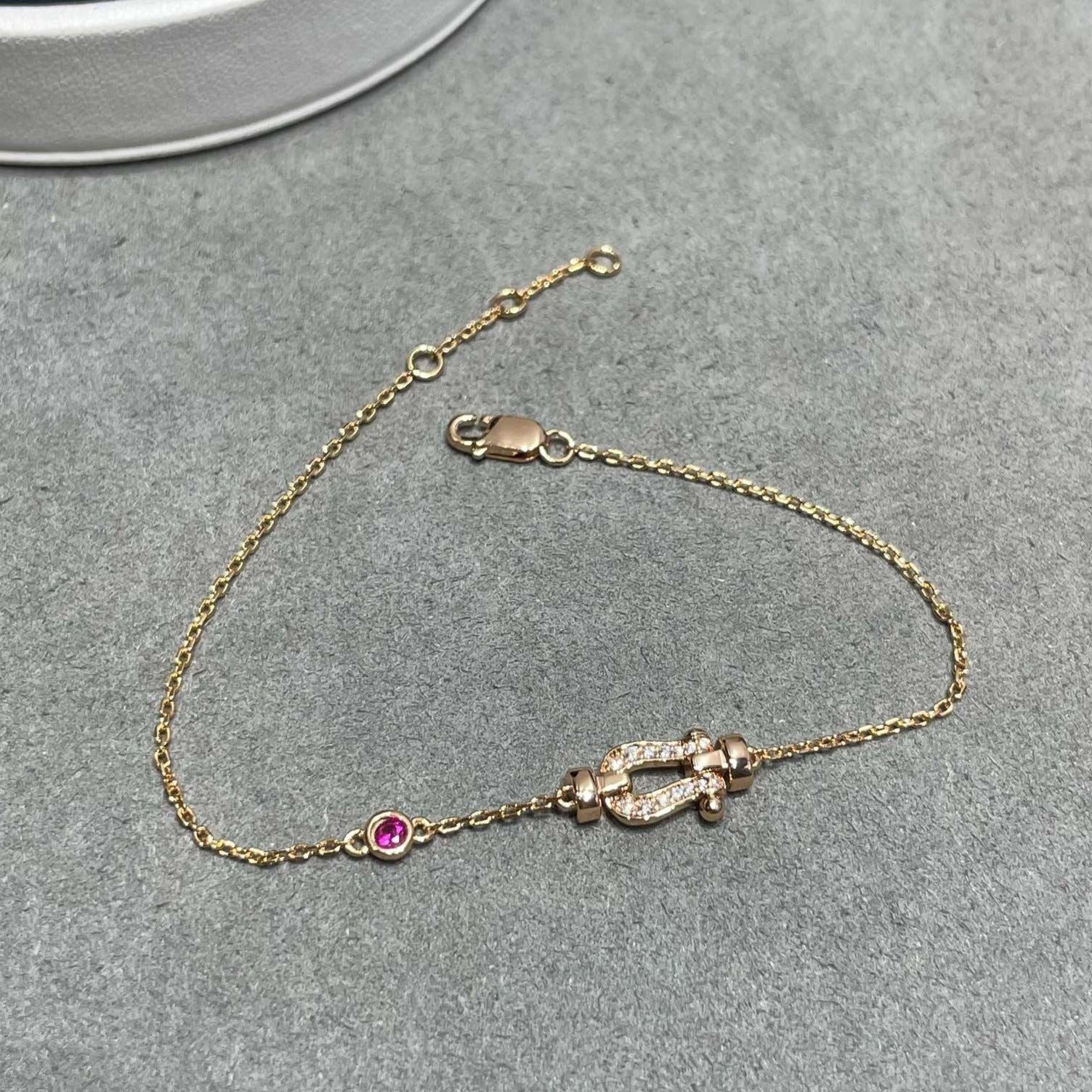 ¡®Star¡¯FORCE 10 DIAMOND CHAIN LINK PINK GOLD BRACELET