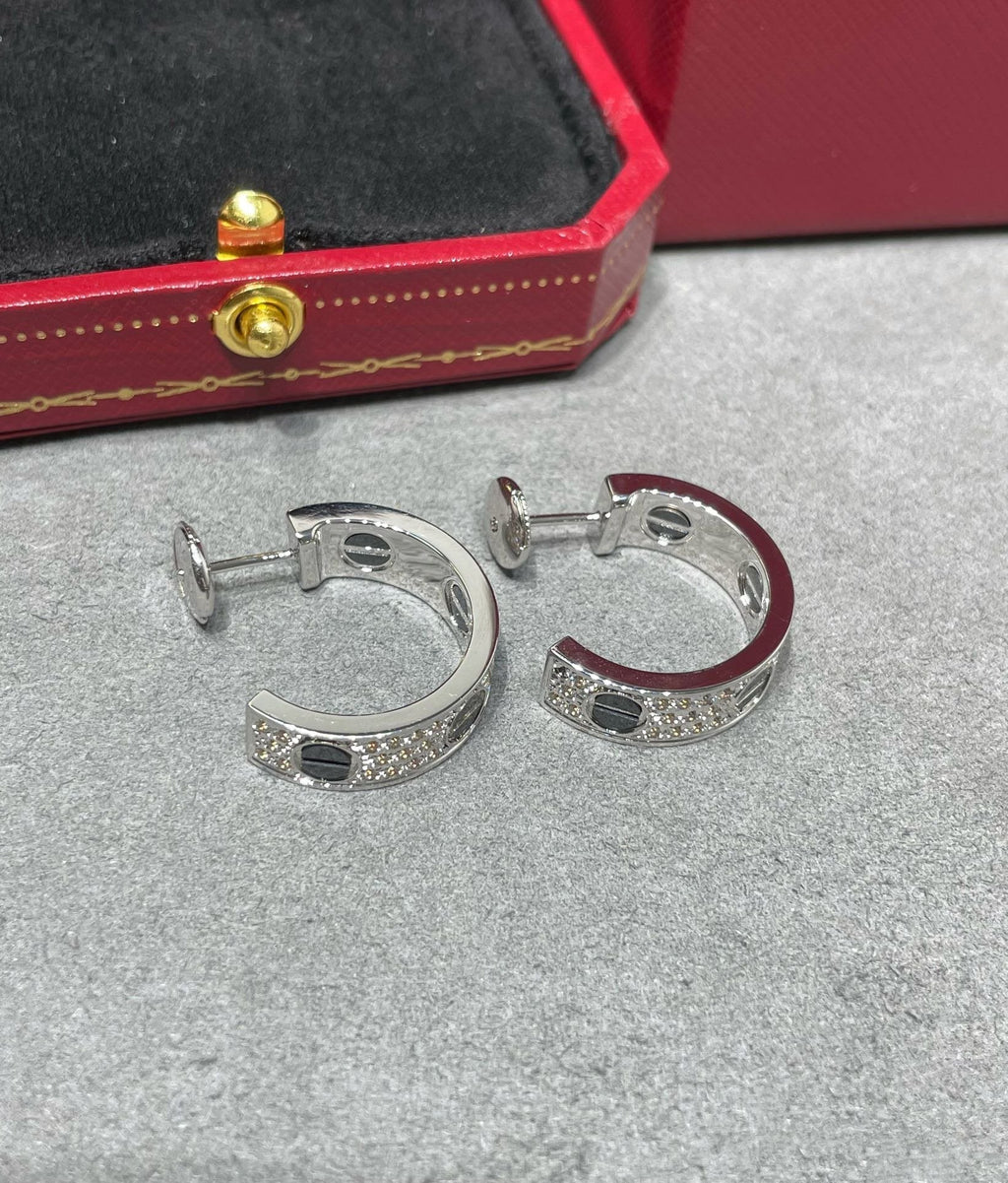 ¡®Star¡¯LOVE CERAMIC DIAMOND PAVED SILVER EARRINGS
