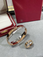 ¡®Star¡¯LOVE PINK GOLD SILVER DIAMOND DOUBLE RING