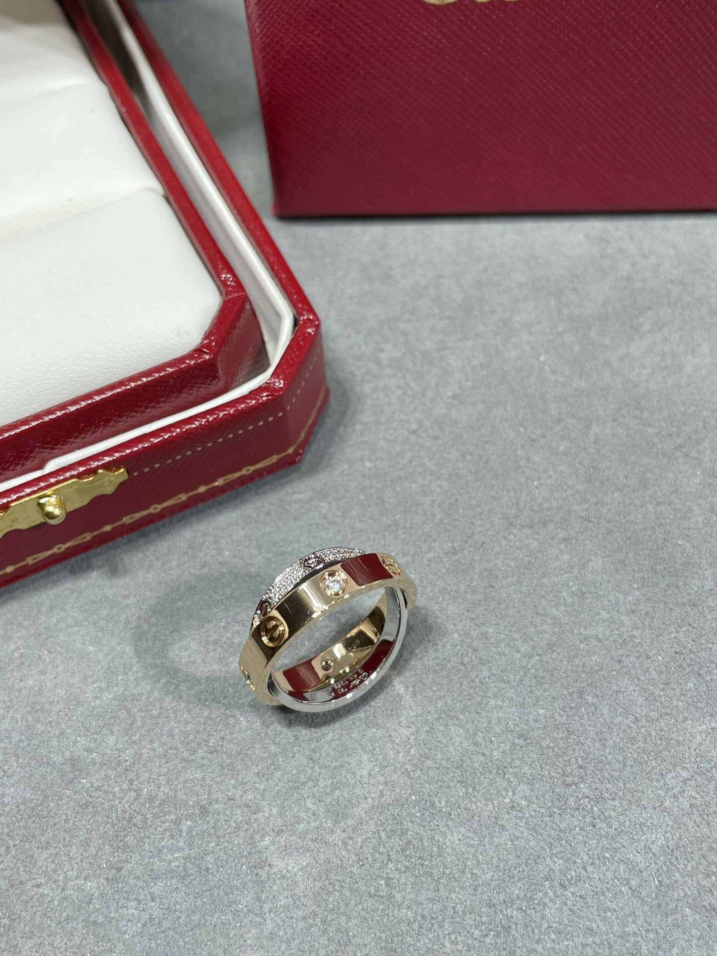 ¡®Star¡¯LOVE PINK GOLD SILVER DIAMOND DOUBLE RING