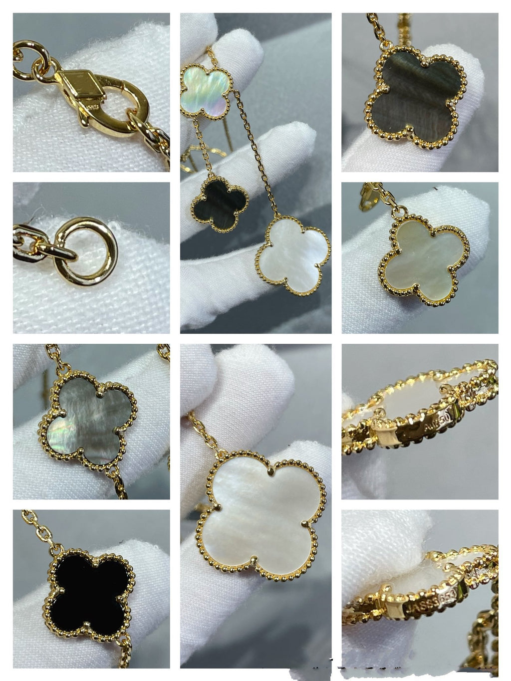 ¡®Star¡¯CLOVER 6 MOTIF MOP ONYX GOLD NECKLACE