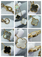 ¡®Star¡¯CLOVER 6 MOTIF MOP ONYX GOLD NECKLACE