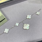 ¡®Star¡¯CLOVER 5 MOTIF WHITE MOP SILVER BRACELET