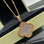 ¡®Star¡¯CLOVER 25MM LARGE PEDANT DIAMOND PAVED LONG NECKLACE