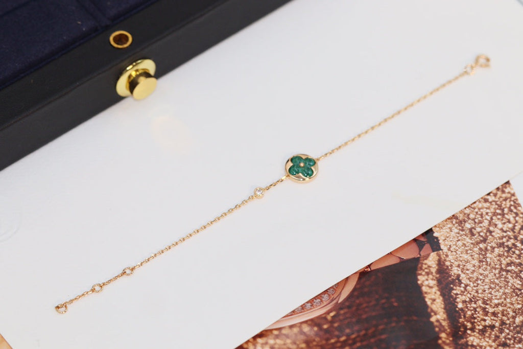 ¡®Star¡¯STAR AND SUN 4 MOTIF PINK GOLD MALACHITE BRACELET