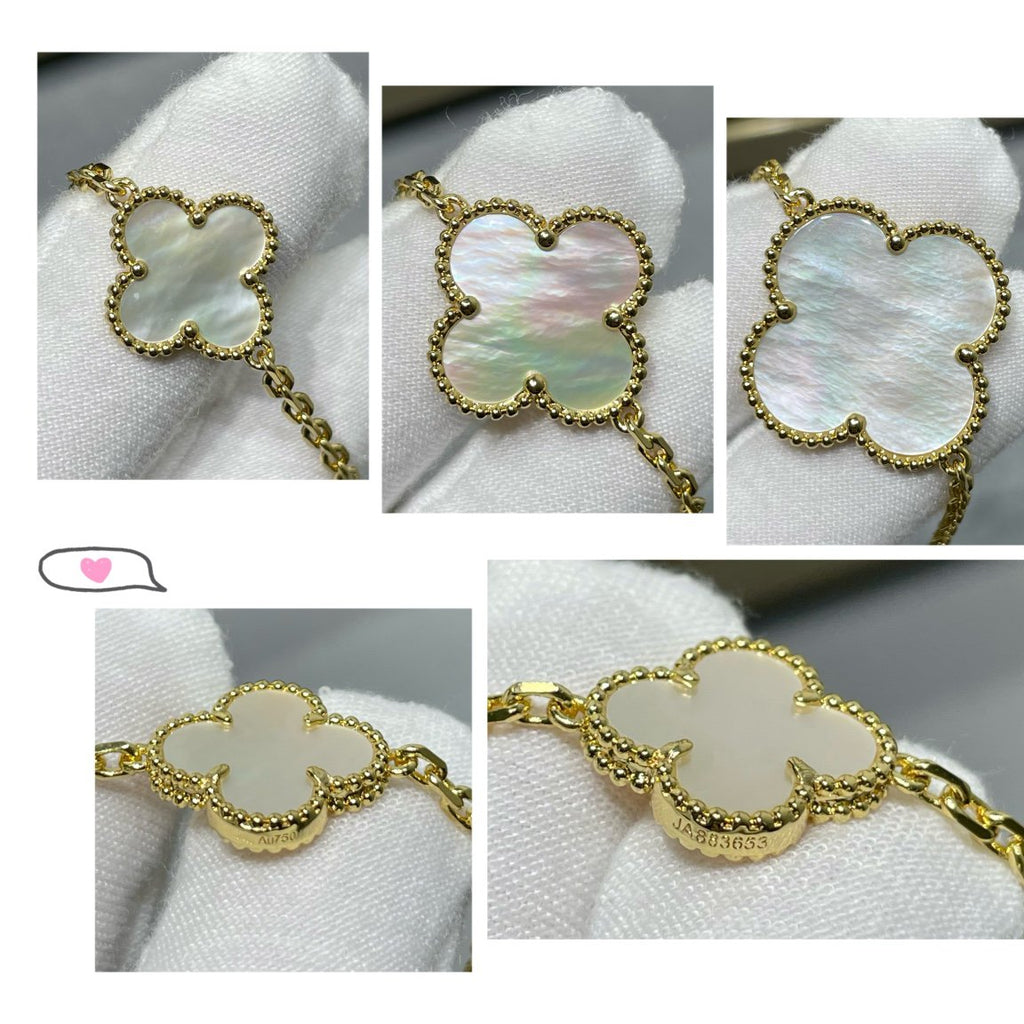 ¡®Star¡¯CLOVER 16 MOTIF WHITE MOP GOLD NECKLACE