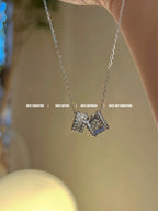 ¡®Star¡¯PERLEE DOUBLE PENDANT SILVER DIAMOND NECKLACE