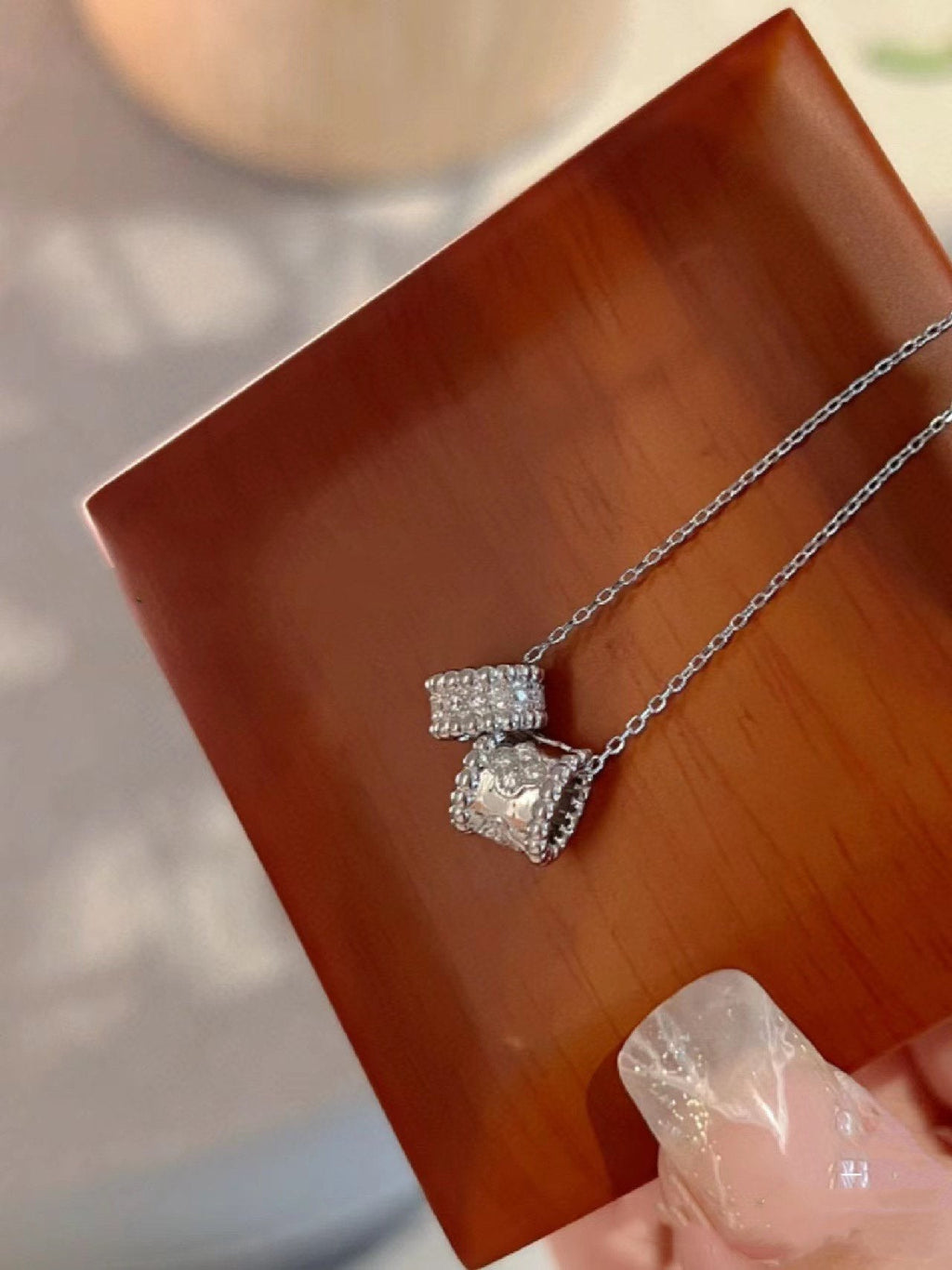 ¡®Star¡¯PERLEE DOUBLE PENDANT SILVER DIAMOND NECKLACE