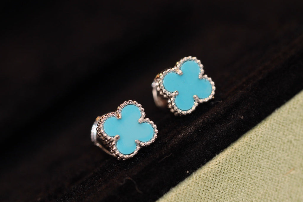 ¡®Star¡¯CLOVER MINI TURQUOISE SILVER STUD EARRINGS