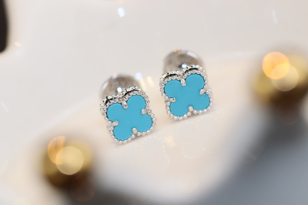 ¡®Star¡¯CLOVER MINI TURQUOISE SILVER STUD EARRINGS