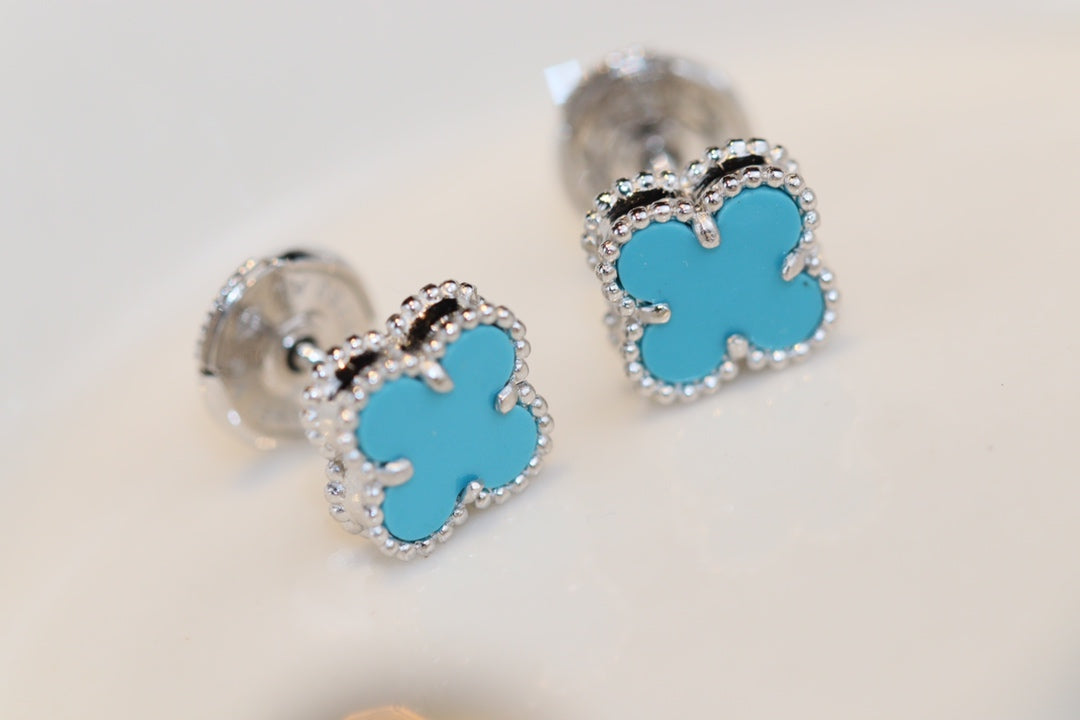 ¡®Star¡¯CLOVER MINI TURQUOISE SILVER STUD EARRINGS