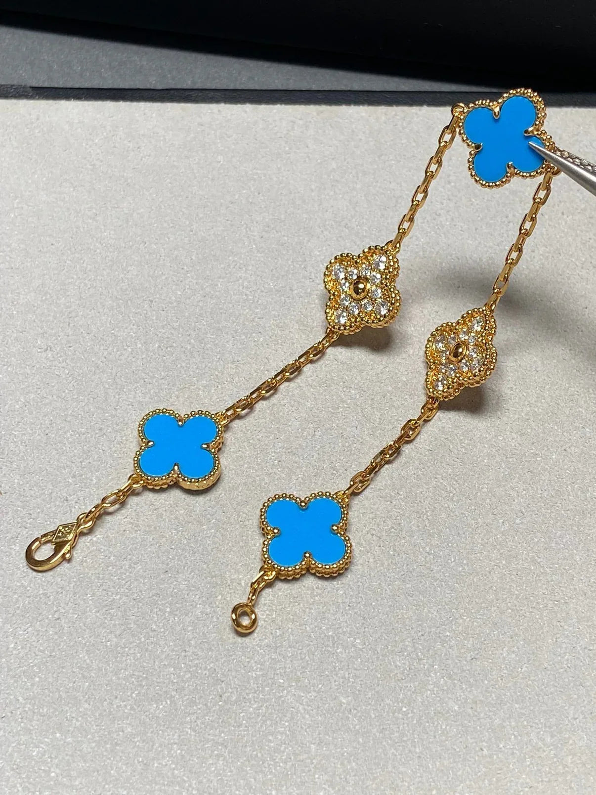 [Star]New CLOVER 5 MOTIF BLUE AGATE BRACELET COLLECTION
